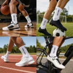 Custom athletic socks worn for basketball, soccer, running and cycling