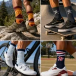 Custom knitted logo socks worn for hiking, skateboarding, cycling and basketball
