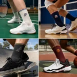 Custom embroidered athletic crew socks for badminton, volleyball, skateboarding and basketball.