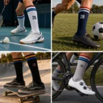 Custom over the calf athletic socks for badminton, soccer, skateboarding and cycling